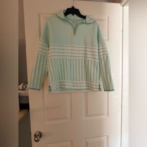 Crown & Ivy Mint and White Striped Sweater
